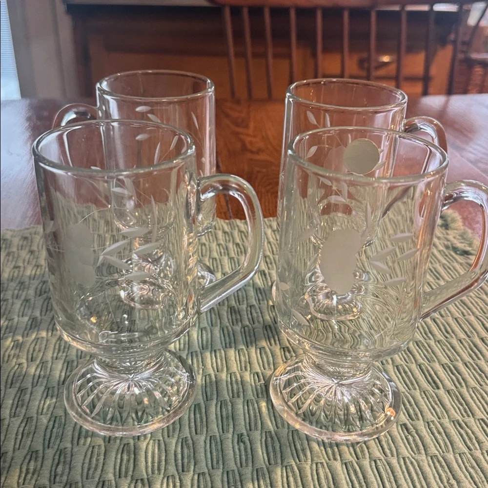 Vintage Princess House Heritage Irish Pedestal coffee mugs cups - set of 4